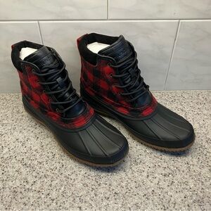 Tommy Hilfiger Black and Red Men's Rain Boots